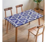 Morbuy 3D Mantel Mesa Rectangular con Bordes Elástica, Manteles de Mesa Antimanchas Mantel Exterior Ajustable Lavable para Cocina, Comedor, Picnic (4.9FT/180x140cm,Boho Azul)