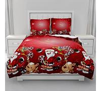 Morbuy 3D Navidad Juego de Fundas de Edredón con Funda Nórdica de Microfibra y 2 Funda de Almohada (Trineo de Navidad,180x220cm)