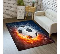Morbuy Alfombras Grandes para Salon, Habitacion, Alfombra de Área del Piso, Moderno Antideslizantes Mats de Puerta, 3D Fútbol Impresión Alfombras de Decoración (Fuego Rojo,100x120cm)