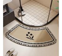 Morbuy Alfombrilla de Ducha Curva de Diatomita, Alfombra de Baño Antideslizante de Secado Rápido, Súper Absorbente de Piedra para Plato de Ducha de Esquina (Tulipán Negro,60x120cm)