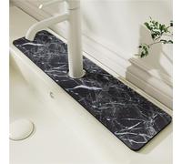 Morbuy Alfombrilla para Grifo de Fregadero, Mármol Grano de Piedra Protector contra Salpicaduras para Fregadero de Cocina Diatomita Secado Rápido Absorbente Antideslizante (Gris Oscuro,14x38cm)