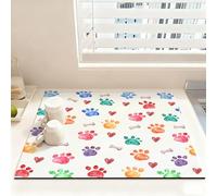 Morbuy Alfombrilla Secado Rapido Cocina, Alfombra Escurreplatos Absorbente de Diatomita Impresión Pata de Perro Alfombrilla Cafetera Antideslizante (Colorido,50x50cm)