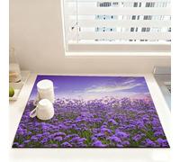 Morbuy Alfombrilla Secado Rapido Cocina, Alfombra Escurreplatos Absorbente de Diatomita Patrón Lavanda 3D Alfombrilla Cafetera Antideslizante Alfombra Secar Platos (Lavanda Morada,40x50cm)