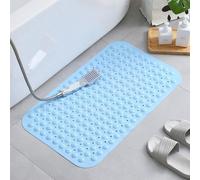 Morbuy Alfombrillas de Bañera Antideslizantes con Ventosa Fuerte Alfombra Baño de Masaje Rectángulo Color Sólido Lavable a Máquina Alfombrillas de Ducha para Usos del Baño (35x70cm,Cielo Azul)