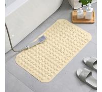 Morbuy Alfombrillas de Bañera Antideslizantes con Ventosa Fuerte Alfombra Baño de Masaje Rectángulo Color Sólido Lavable a Máquina Alfombrillas de Ducha para Usos del Baño (35x70cm,de Color Crema)