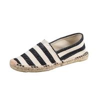 Morbuy Alpargatas para Mujeres y Hombres en Canvas Espadrillas Suela Antideslizante Slip-on Alpargata Unisex Adulto Mocasines Planos de Verano Classic Espardeñas Rayas (Negro 2,40)