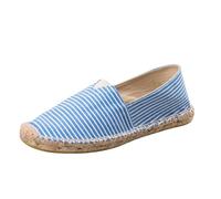 Morbuy Alpargatas para Mujeres y Hombres en Canvas Espadrillas Suela Antideslizante Slip-on Alpargata Unisex Adulto Mocasines Planos de Verano Classic Espardeñas Rayas (Azul 1,39)