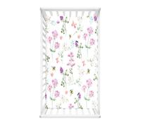 Morbuy Bajera Bebé Cuna y Minicuna,1 Sabanas Ajustable para Bebes Flor Aplastada Ropa de Cama Universal para Cama Ovalada, Reloj de Arena y Colchón Rectangula (120x60cm,Morado)