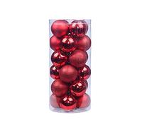 Morbuy Bolas de Navidad 24 Piezas 3/4/6/8cm Colgante de Pared Bolas de árbol de Navidad Adorno de Pared, Árbol Decorativas Boda de Fiesta Suministro Hogar Decoraciones para Festivales (6cm,Rojo)