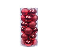 Morbuy Bolas de Navidad 24 Piezas 3/4/6/8cm Colgante de Pared Bolas de árbol de Navidad Adorno de Pared, Árbol Decorativas Boda de Fiesta Suministro Hogar Decoraciones para Festivales (8cm,Rojo)