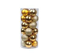 Morbuy Bolas de Navidad 24 Piezas 3/4/6/8cm Colgante de Pared Bolas de árbol de Navidad Adorno de Pared, Árbol Decorativas Boda de Fiesta Suministro Hogar Decoraciones para Festivales (6cm,Amarillo)