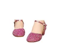 Morbuy Brillante Sencilla Zapatos de Baile Latino para Niña, Cómodos Elegante Zapatos de Baile Latino Niña, Salsa y Bachata Tango Calzado Infantil, para Práctica de Rendimiento (Rojo Rosa,34)