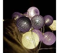 Morbuy Cadena de Luces para Algodón Bola, Decoración LED Blanco Cálido Guirnalda Luminosa Pilas 6cm Bola Hada Noche 10 Luz para Las Fiestas Jardines Casas Bodas (1.8M /10 Luces, Púrpura La Estrella)