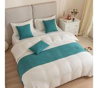 Morbuy Caminos de cama y funda de cojín a juego, bufandas reversibles de jacquard para decoración del hogar, protección de ropa de cama de hotel (45 x 180 cm, azul turquesa)