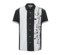 Morbuy Camisa Hawaiana Manga Corta Hombre, Patrón Nota Musical Camisas Funky Aloha Casual Camisa de Playa con Botones Camisa Verano para Vacaciones