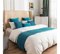 Morbuy Corredor de Cama y Cojines Juego, Camino de Cama con Cojines Verano Bufanda de Cama Protector Colcha Decoration Cola de Cama Toalla para Hotel (45x180cm para Cama 1,5m,Turquesa)