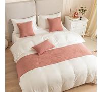 Morbuy Corredor de Cama y Cojines Juego, Camino de Cama con Cojines Verano Bufanda de Cama Protector Colcha Decoration Cola de Cama Toalla (45x210+45x45cm,Rosa)