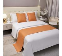 Morbuy Corredor de Cama y Cojines Juego Color sólido, Camino de Cama con Cojines Verano Bufanda de Cama Protector Colcha Decoration Cola de Cama Toalla para Hotel (50x260+50x50cm,Naranja)