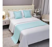 Morbuy Corredor de Cama y Cojines Juego Color sólido, Camino de Cama con Cojines Verano Bufanda de Cama Protector Colcha Decoration Cola de Cama Toalla para Hotel (50x240+50x50cm,Azul Aqua)