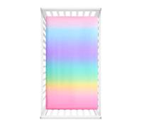 Morbuy Degradado Sábana Bajera Cuna Bebe Sabanas Minicuna, Capazo Ajustable Transpirable Funda de Cuna Universal para Colchones Ovalados, Reloj de Arena y Rectangulares (arco iris,85x51cm)