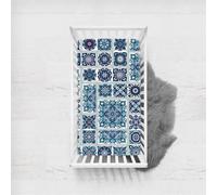 Morbuy Estilo Bohemio Sábana Bajera Cuna Bebe, Suave Sabanas Minicuna, Ábana Capazo Ajustable Transpirable Funda de Cuna Universal para Colchones Ovalados,Rectangulares (Verde Azulado,95x65cm)