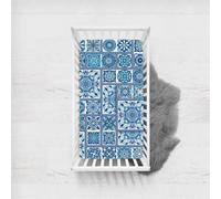 Morbuy Estilo Mandala Sábana Bajera Cuna Bebe, Suave Sabanas Minicuna, Ábana Capazo Ajustable Transpirable Funda de Cuna Universal para Colchones Ovalados,Rectangulares (Azul,90x45cm)