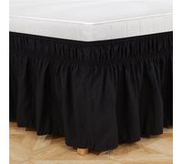 Morbuy Falda de Cama Elástico con Volante, Faldones de Cama Caída con Volantes Falda de Cama Prueba de Polvo Estilo Envolvente 38cm Drop Longitud (137 * 190cm,Negro)