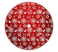 Morbuy Falda del Árbol de Navidad Peluche Corto, Impresión de Copo de Nieve Tapete de Árbol de Navidad, Decoración Navideña Decoraciones de Árbol de Navidad para Fiesta de Año Nuevo (Blanco,72cm)