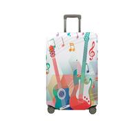Morbuy Funda Maleta Grande, Impresión de Guitarra Protectoras para Funda Maleta Cabina Antipolvo, Funda para Maletas de Viaje Elástica (M (22-25 Inch Luggage),Notas Coloridas)