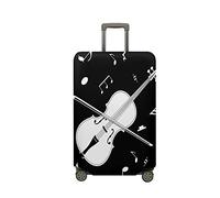 Morbuy Funda Maleta Grande Mediana, Estampado de Violín Protectoras para Funda Maleta Cabina Antipolvo, Funda para Maletas de Viaje Elástica (Negro,S (19-21 Inch Luggage))