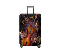 Morbuy Funda Maleta Grande Mediana, Estampado de Violín Protectoras para Funda Maleta Cabina Antipolvo, Funda para Maletas de Viaje Elástica (Nota Dorada,S (19-21 Inch Luggage))