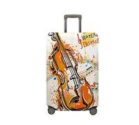 Morbuy Funda Maleta Grande Mediana, Estampado de Violín Protectoras para Funda Maleta Cabina Antipolvo, Funda para Maletas de Viaje Elástica (Violín Naranja,M (22-25 Inch Luggage))