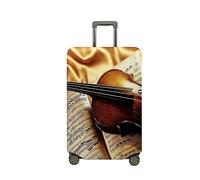 Morbuy Funda Maleta Grande Mediana, Impresión de Violín Protectoras para Funda Maleta Cabina Antipolvo, Funda para Maletas de Viaje Elástica (Oro,S (19-21 Inch Luggage))