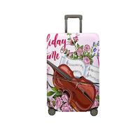 Morbuy Funda Maleta Grande Mediana, Impresión de Violín Protectoras para Funda Maleta Cabina Antipolvo, Funda para Maletas de Viaje Elástica (Flor Rosa,S (19-21 Inch Luggage))