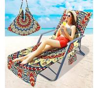 Morbuy Fundas Tumbona con Bolsillo, Mandala Vintage Impresión Toalla de Playa de Secado Rápido para Silla de Playa/Colchoneta Tumbona Jardin, Funda Protectora para Cojin (Beige,1)