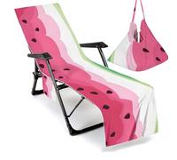 Morbuy Fundas Tumbona con Bolsillo, Sandía Impresión Toalla de Playa de Secado Rápido para Silla de Playa/Colchoneta Tumbona Jardin, Funda Protectora para Cojin (Morado,1)