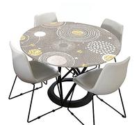 Morbuy Geometría Manteles Redondo Antimanchas, Elastico Manteles Redondo Impermeables Poliéster Lavable Mantel de Mesa para Hogar Comedor Jardín Fiesta (Nórdico,Diámetro 90cm)