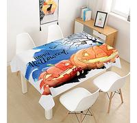 Morbuy Halloween Manteles Mesa Impresión Mantela, Rectangular Impermeable Antimanchas Lavable Poliéster Manteles para Cocina o Salón Comedor Decoración del Hogar (Calabaza Azul,140x200cm)