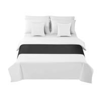 Morbuy Hotel Corredor de Cama Camino de Cama Bufanda Colcha Color Sólido Ropa de Cama Protector Cubierta de Cama Bedroom Decoration Cola de Cama Toalla (Negro,50x210cm)