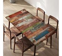 Morbuy Impermeable Mantel Mesa Rectangular con Bordes Elástica, Manteles de Mesa Antimanchas Mantel Exterior Ajustable Lavable para Cocina, Comedor, Picnic (Veta de Madera 7,254x104cm)