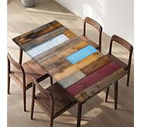 Morbuy Impermeable Mantel Mesa Rectangular con Bordes Elástica, Manteles de Mesa Antimanchas Mantel Exterior Ajustable Lavable para Cocina, Comedor, Picnic (Veta de Madera 1,140x80cm)