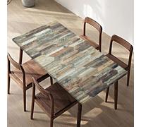 Morbuy Impermeable Mantel Mesa Rectangular con Bordes Elástica, Manteles de Mesa Antimanchas Mantel Exterior Ajustable Lavable para Cocina, Comedor, Picnic (Impresión en Madera 4,134x80cm)