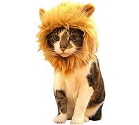 Morbuy Interesante Peluca Disfraz de León, Sombrero Pelo con Orejas Diverdido Cosplay Traje para Perro Gato Cachorro Mascotas Halloween Navidad (Oro)