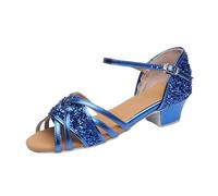 Morbuy Interior Zapatos de Baile Latino para Niña, Verano Cómodos Elegante Zapatos de Baile Latino Niña, Salsa y Bachata Tango Calzado Infantil, para Práctica de Rendimiento (Azul,34)