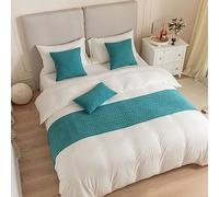 Morbuy Jacquard Hotel Corredor de Cama Camino de Cama Bufanda Colcha/Funda de Almohada Ropa de Cama Protector Bedroom Decoration Cola de Cama Toalla (Azul Turquesa,45x45cm (Funda de Almohada))