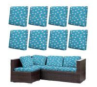 Morbuy Juego de 6/8 Fundas de Cojines Exterior, Impermeables Fundas de Cojines de Jardín, Reemplazo para Muebles de Jardín Sofá Esquinero de Rattan (Diamante Azul,8)
