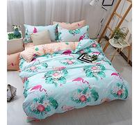 Morbuy Juego de Fundas de Edredón y de Almohada Ropa de Cama 3 Piezas，90% Polyester Diseño de Impresión de Flamenco (200x200CM, Verde)