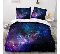 Morbuy Juego de Ropa de Cama 3 Piezas, 3D Juego de Fundas de Edredón Impresión de Galaxia Universo, Microfibra Funda Nórdica y 2 Funda de Almohada 80x80cm (Galaxia romántica,180x220cm)