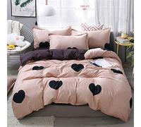 Morbuy Juego de Ropa de Cama de 4 Piezas Microfibra Juego de Fundas de Edredón con 1 Funda Nórdica y 1 Sábana encimera 2 Funda de Almohada (Cama 135/140-180x220cm/1.8M,Corazón Negro)