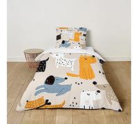 Morbuy Juego de Ropa de Cama para Niños Bebé, Set de Fundas Infantiles para Edredón con Motivo de Linda Animal, Microfibra Funda Nórdica y Funda de Almohada (Cachorro,120x150cm)